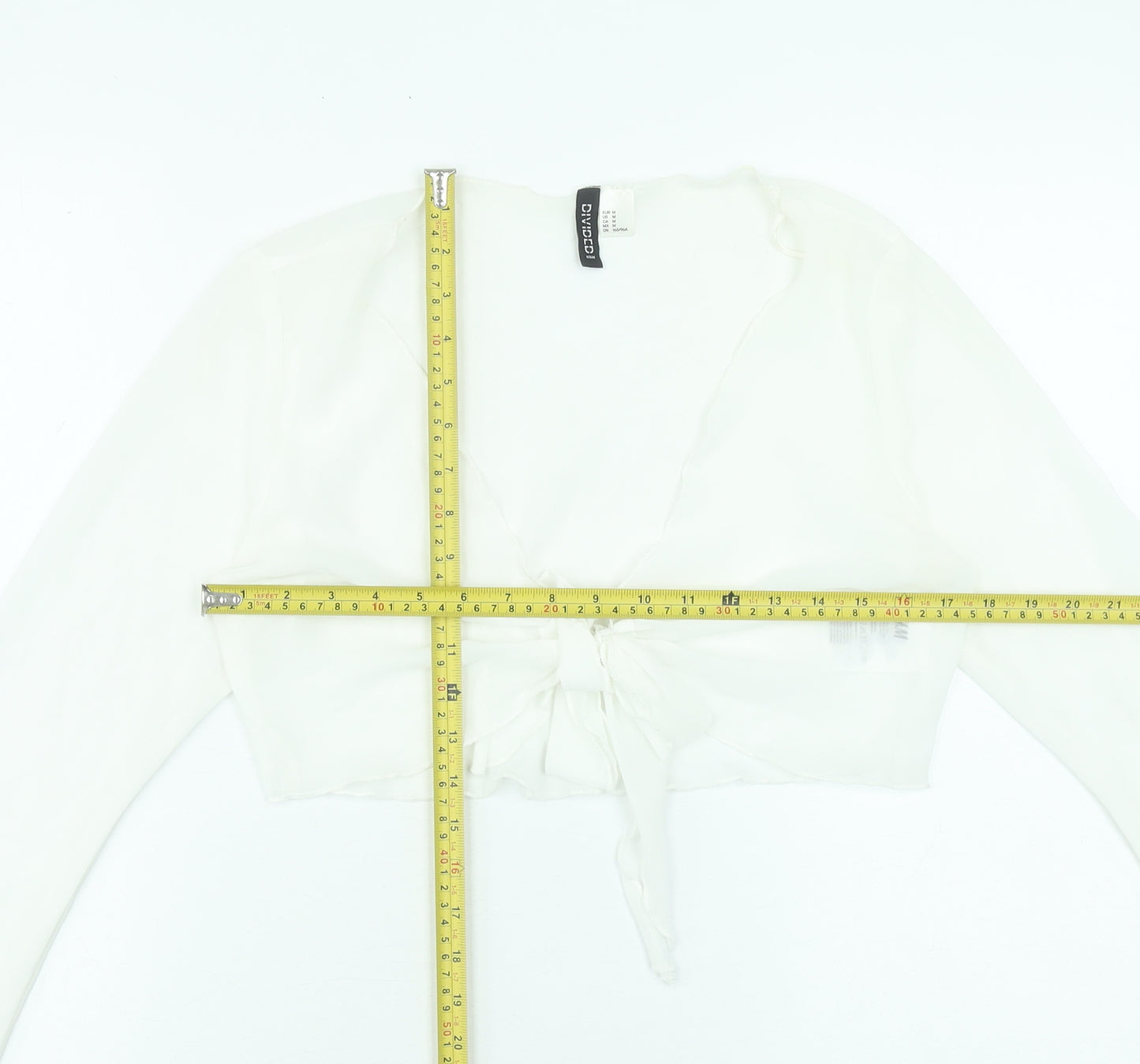 H&M Divided Women's White Cropped Tie Blouse Size 12