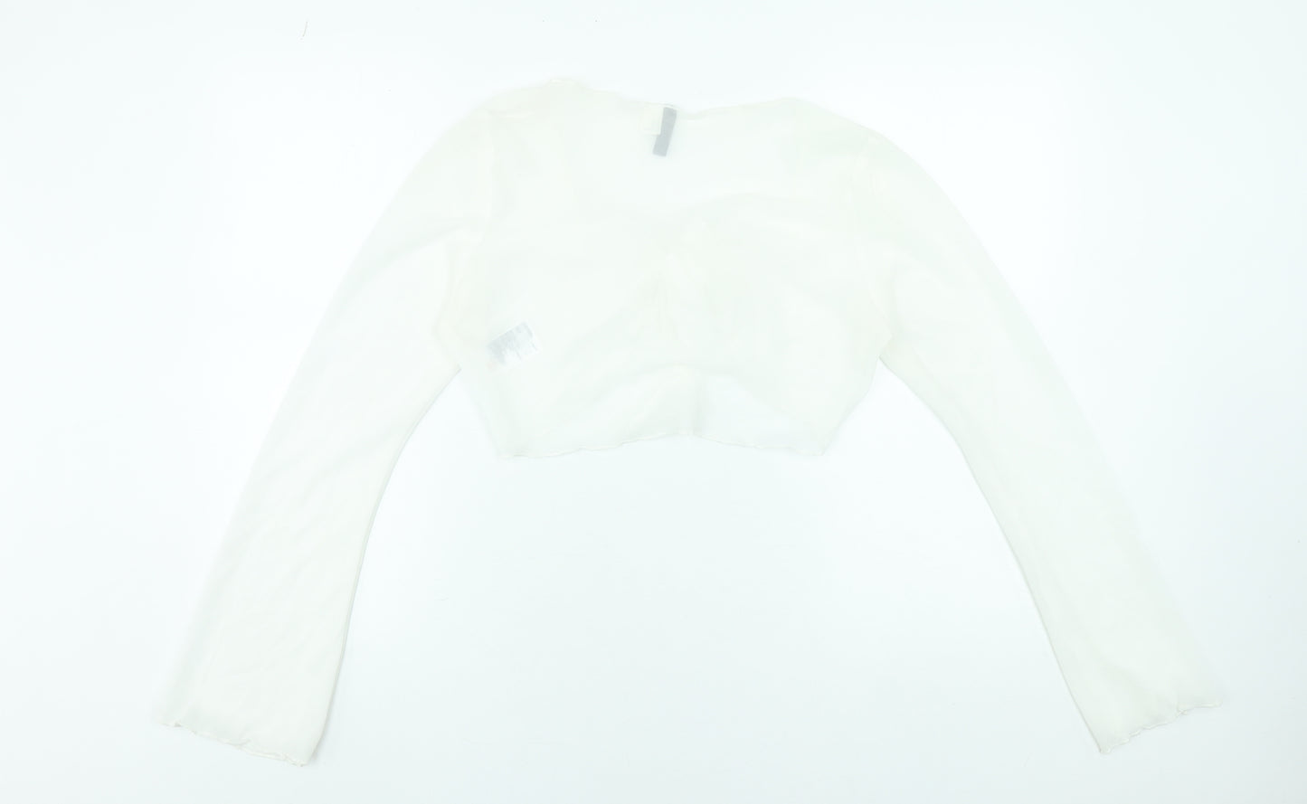 H&M Divided Women's White Cropped Tie Blouse Size 12
