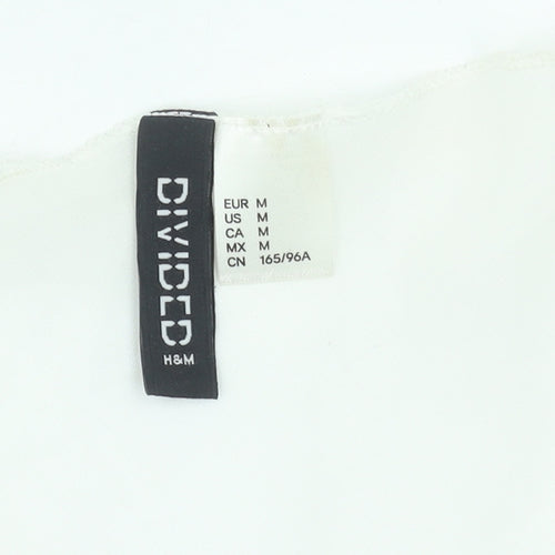 H&M Divided Women's White Cropped Tie Blouse Size 12