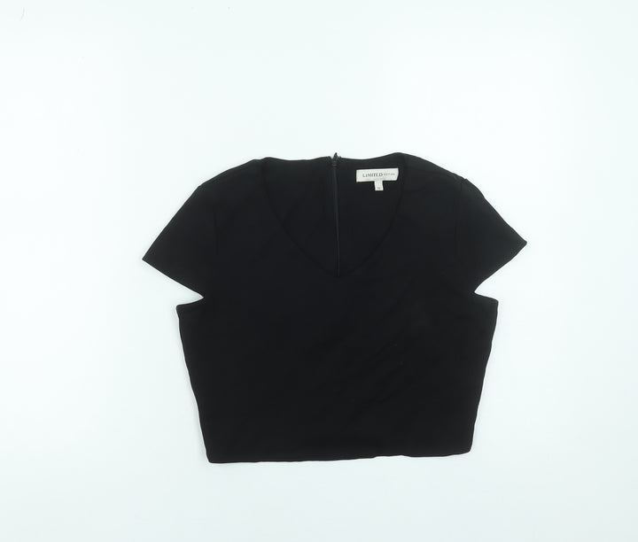 Marks and Spencer Women’s Black Cropped V-Neck Blouse UK 12