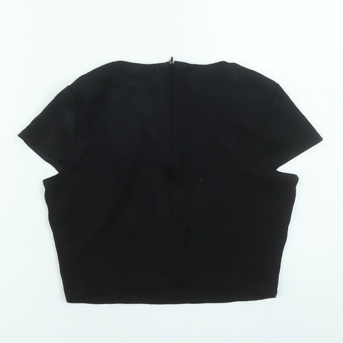 Marks and Spencer Women’s Black Cropped V-Neck Blouse UK 12