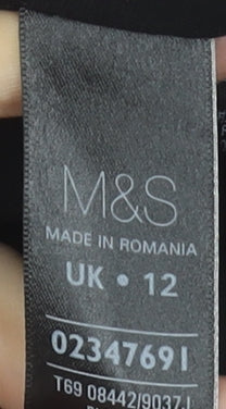 Marks and Spencer Women’s Black Cropped V-Neck Blouse UK 12