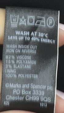 Marks and Spencer Women’s Black Cropped V-Neck Blouse UK 12