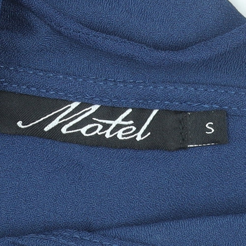 Motel Women’s Blue Short Ruffle V-Neck Bodycon Dress Size S