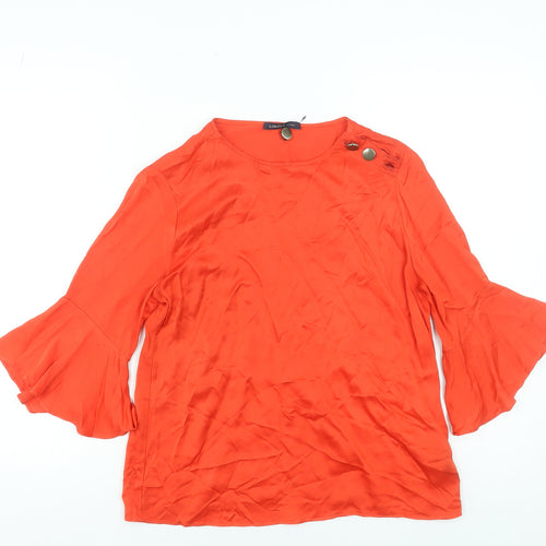 Marks and Spencer Women’s Red Viscose Bell Sleeve Blouse UK 8