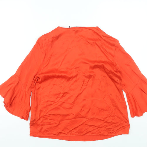Marks and Spencer Women’s Red Viscose Bell Sleeve Blouse UK 8