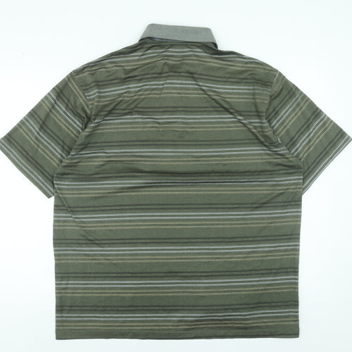 Charles Norton Men’s Green Striped Polo Shirt 2XL Short Sleeve Cotton Blend