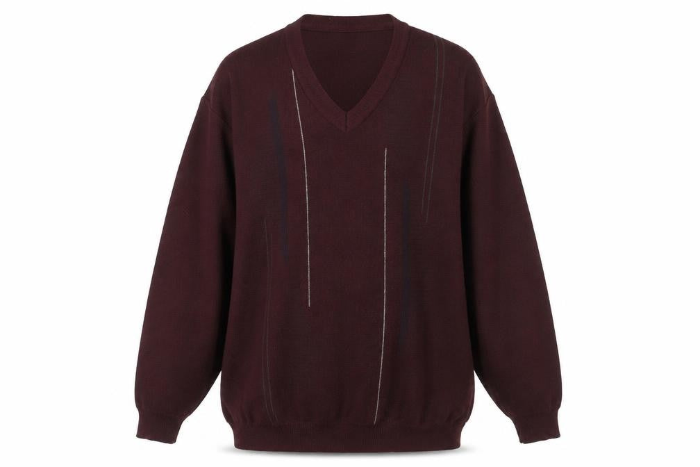 Front view of Franco Bencini Men’s Brown XL V-Neck Wool Blend Jumper