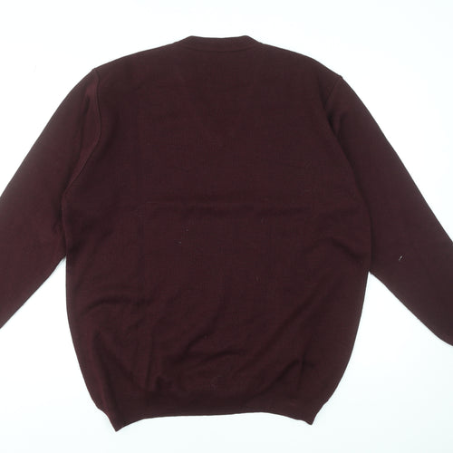Franco Bencini Men’s Brown XL V-Neck Wool Blend Jumper