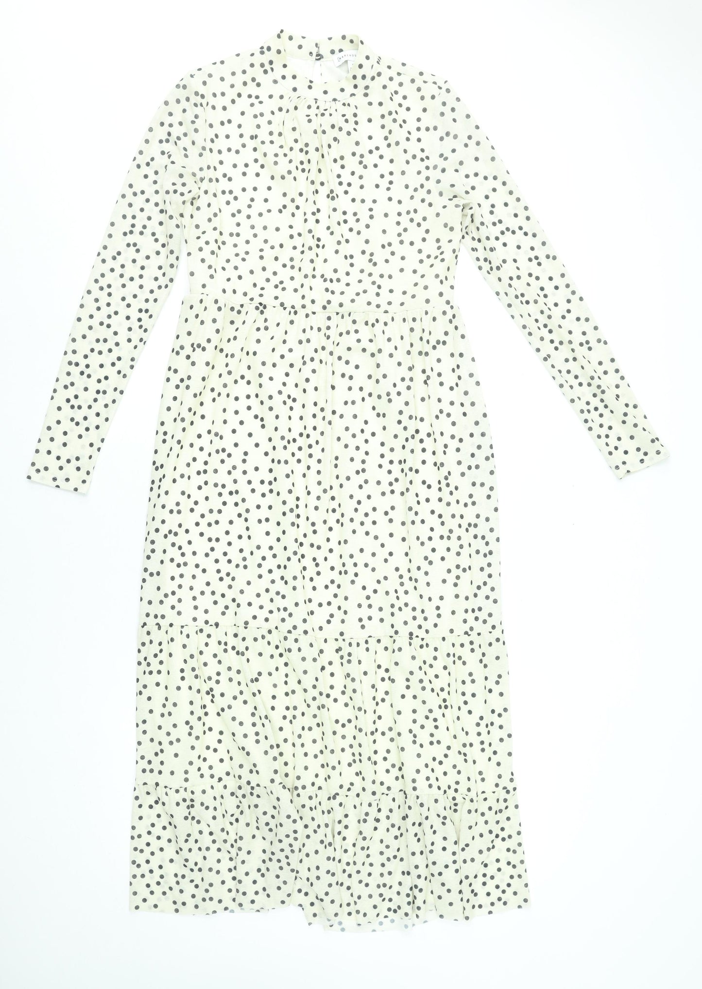 Warehouse Women’s White Polka Dot Midi Fit & Flare Dress Size 8