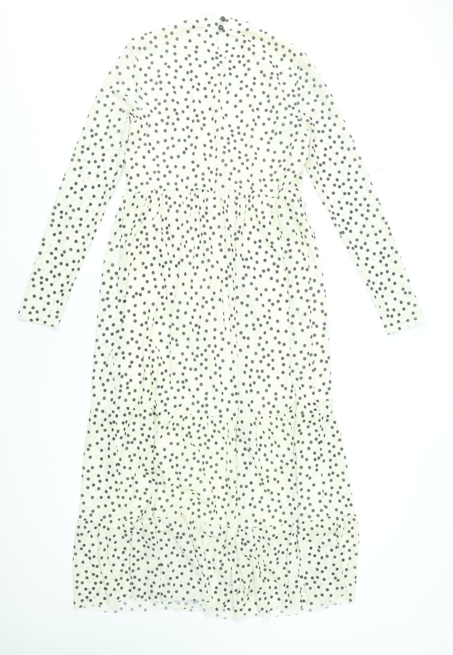 Warehouse Women’s White Polka Dot Midi Fit & Flare Dress Size 8
