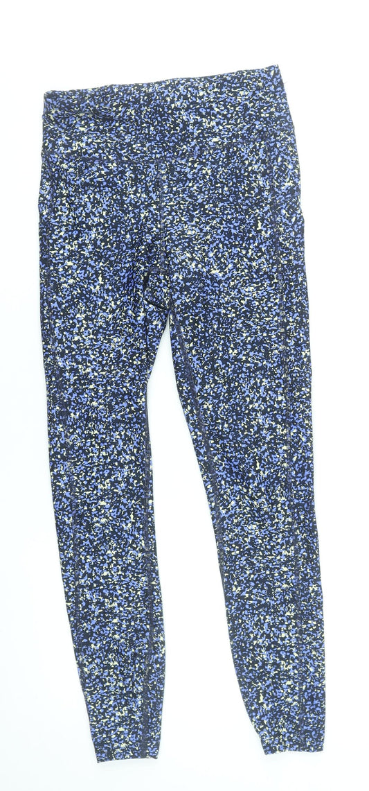 Marks and Spencer Womens Blue Patterned Leggings Size 8 Polyester Blend