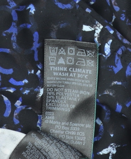 Marks and Spencer Womens Black Blue Abstract Gym Leggings Size 8
