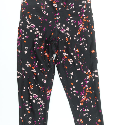 Marks and Spencer Womens Black Capri Leggings Size 8 Printed Activewear