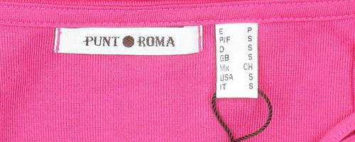 Punto Roma Women’s Pink Long Sleeve Beaded Scoop Neck T-Shirt Size S