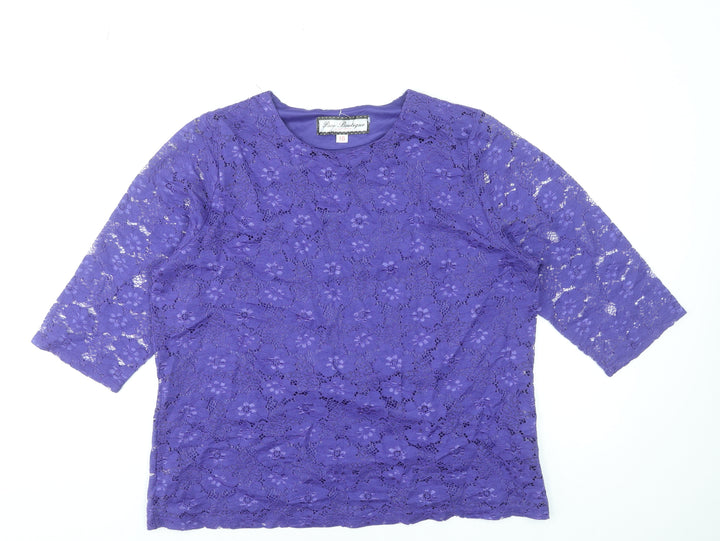 Paco Boutique Women’s Purple Floral Lace 3/4 Sleeve Blouse Size 16