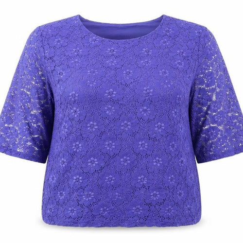 Paco Boutique Women’s Purple Floral Lace 3/4 Sleeve Blouse Size 16