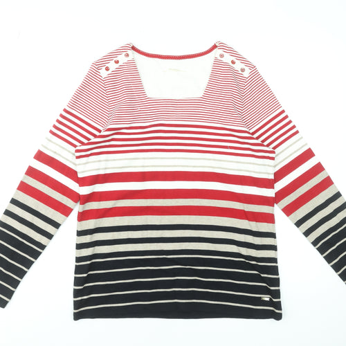 Dash Women’s Multicoloured Striped Long Sleeve Cotton Jersey T-Shirt UK 14