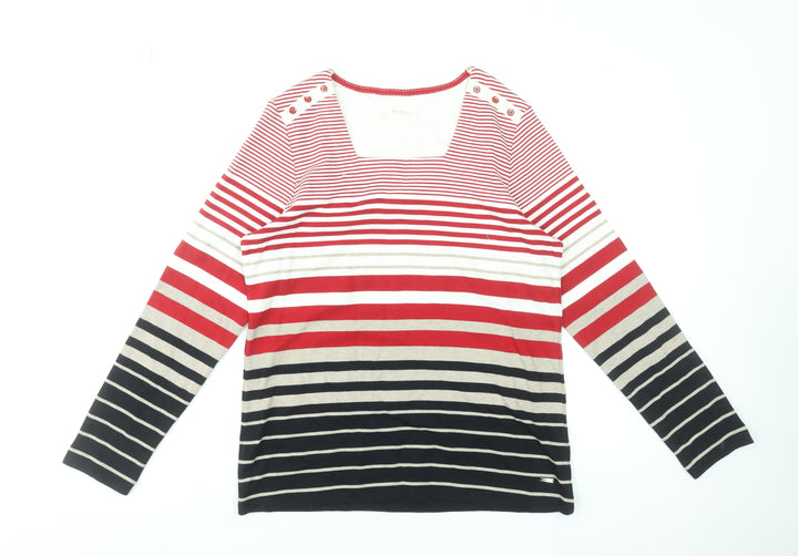 Dash Women’s Multicoloured Striped Long Sleeve Cotton Jersey T-Shirt UK 14