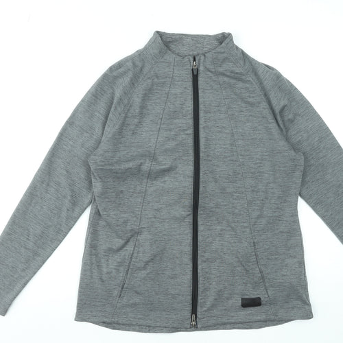 Puma Women's Grey Full Zip Sweatshirt Size L Polyester Stretch