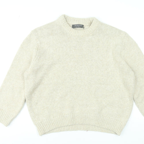 Primark Women Beige Crew Neck Knit Pullover Jumper Size M