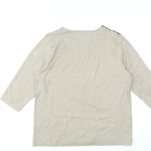TIGI Womens Beige 3/4 Sleeve Floral City Print Jersey Top Size 14