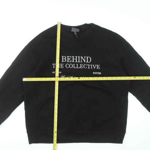 H&M Men’s Black Relaxed Fit Graphic Print Pullover Sweatshirt M