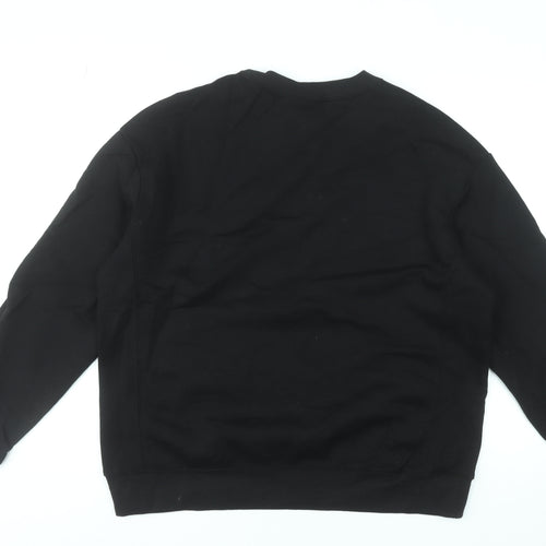 H&M Men’s Black Relaxed Fit Graphic Print Pullover Sweatshirt M