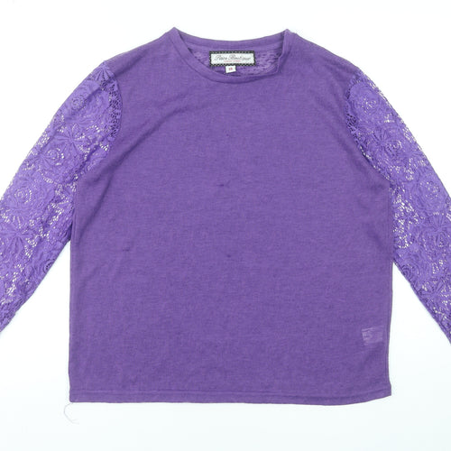 Paco Boutique Women Purple Lace Sleeve Jumper Size 14