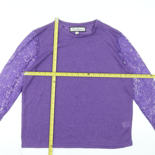Paco Boutique Women Purple Lace Sleeve Jumper Size 14