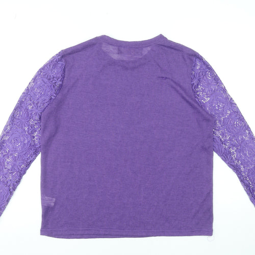 Paco Boutique Women Purple Lace Sleeve Jumper Size 14