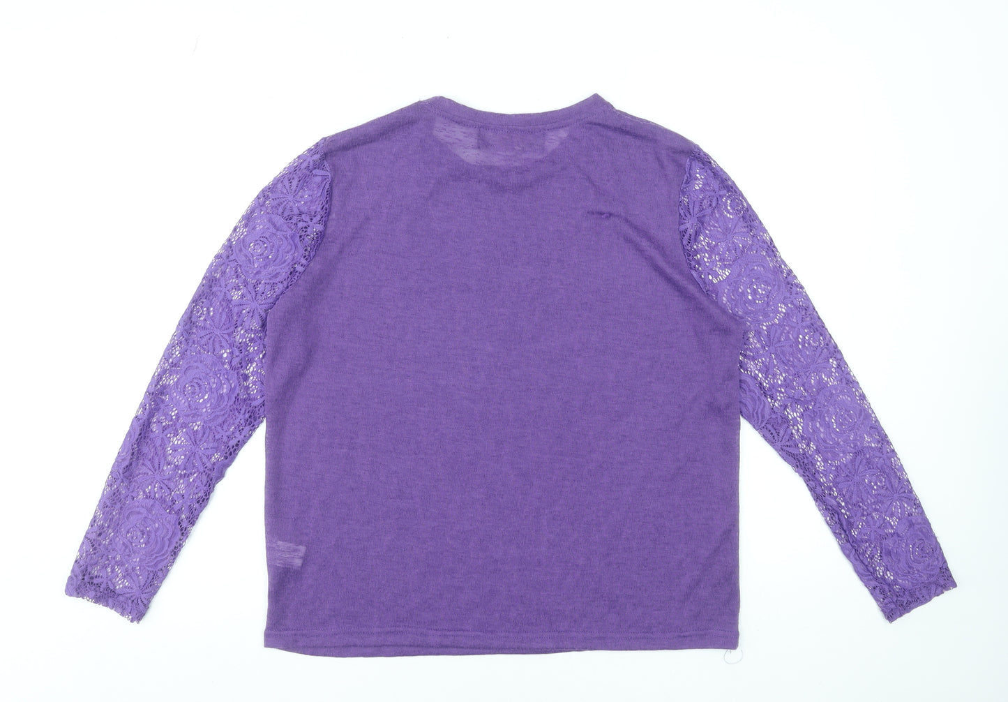 Paco Boutique Women Purple Lace Sleeve Jumper Size 14