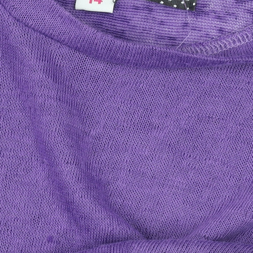 Paco Boutique Women Purple Lace Sleeve Jumper Size 14