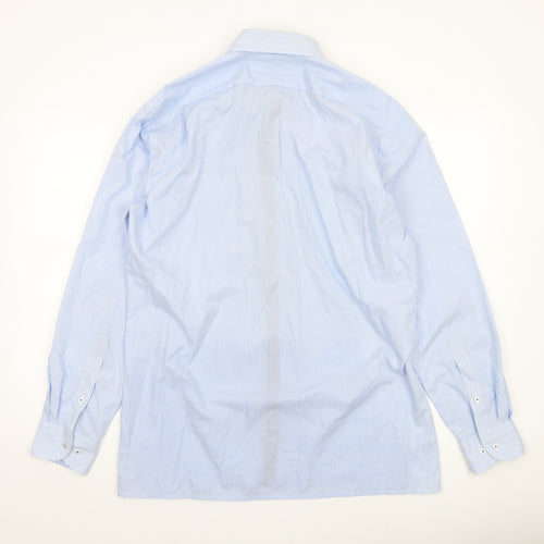 Marvelis Men's Blue Striped Non-Iron Long Sleeve Dress Shirt 16”/41 L