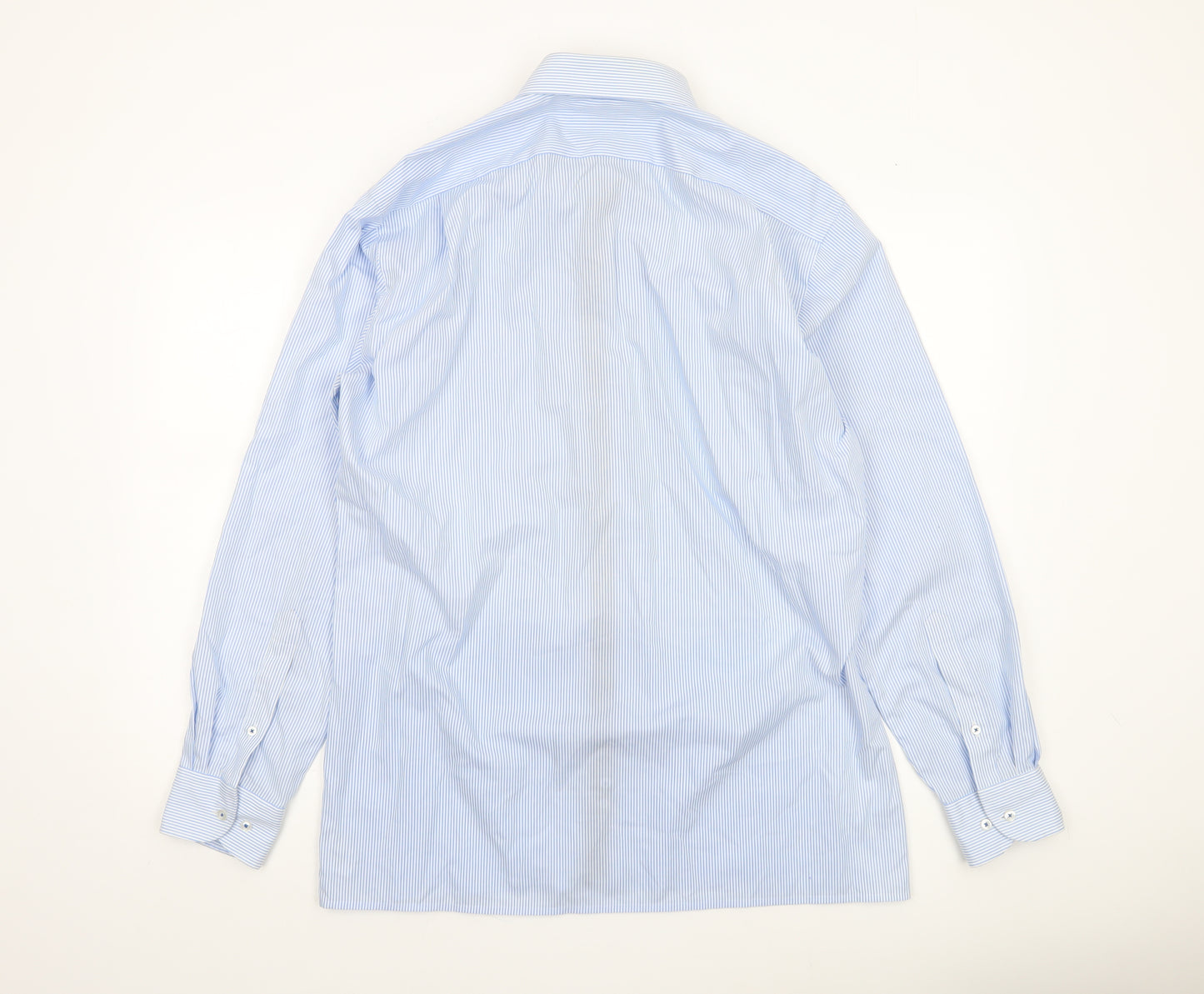 Marvelis Men's Blue Striped Non-Iron Long Sleeve Dress Shirt 16”/41 L