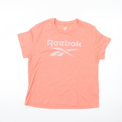 Reebok Womens Pink Short Sleeve Basic T-Shirt L Moisture Wicking