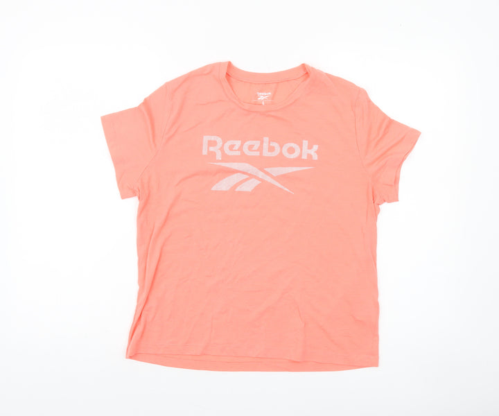 Reebok Womens Pink Short Sleeve Basic T-Shirt L Moisture Wicking