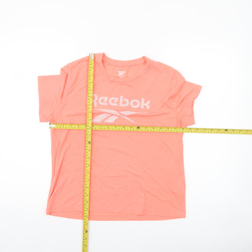 Reebok Womens Pink Short Sleeve Basic T-Shirt L Moisture Wicking