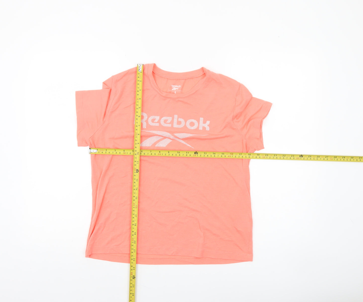 Reebok Womens Pink Short Sleeve Basic T-Shirt L Moisture Wicking