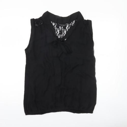 Dorothy Perkins Women's Black Sleeveless Chiffon Lace Blouse Size 14