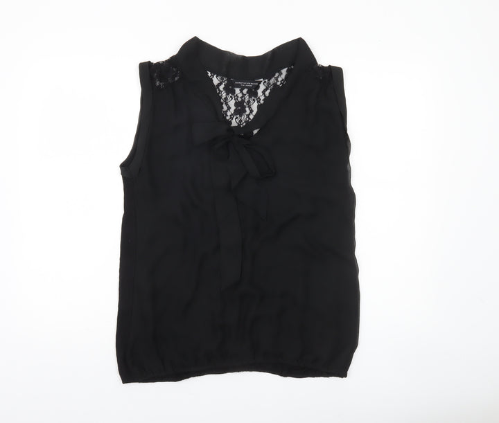 Dorothy Perkins Women's Black Sleeveless Chiffon Lace Blouse Size 14