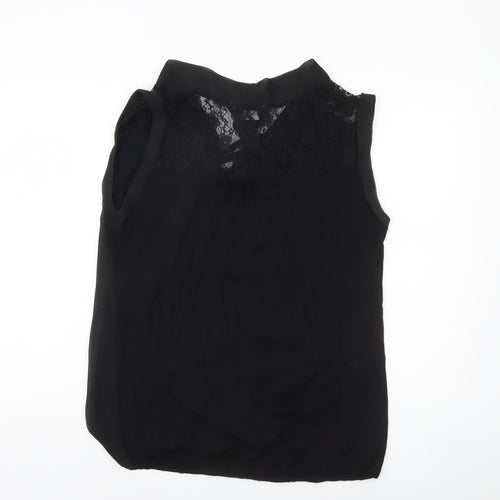 Dorothy Perkins Women's Black Sleeveless Chiffon Lace Blouse Size 14