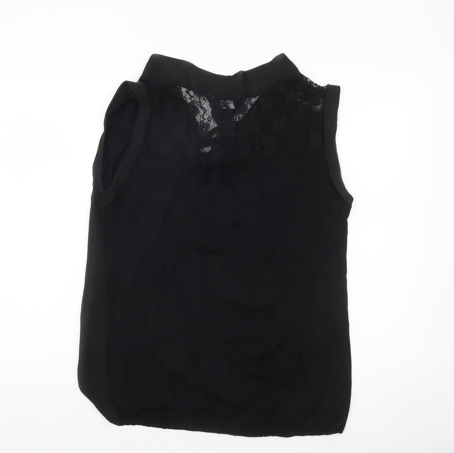 Dorothy Perkins Women's Black Sleeveless Chiffon Lace Blouse Size 14