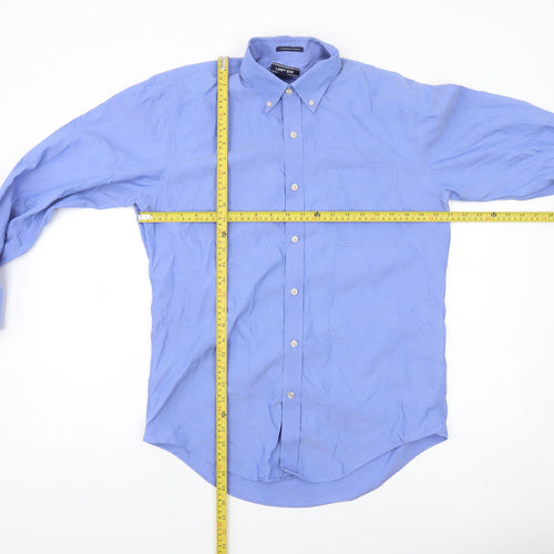 Lands' End Men's Blue Tailored Fit No Iron Supima Cotton Formal Shirt Size 15.5