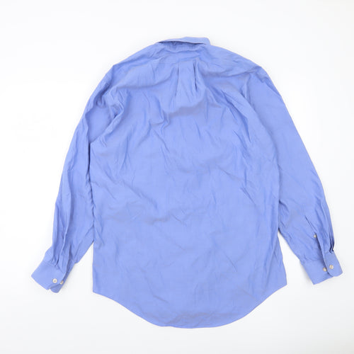 Lands' End Men's Blue Tailored Fit No Iron Supima Cotton Formal Shirt Size 15.5