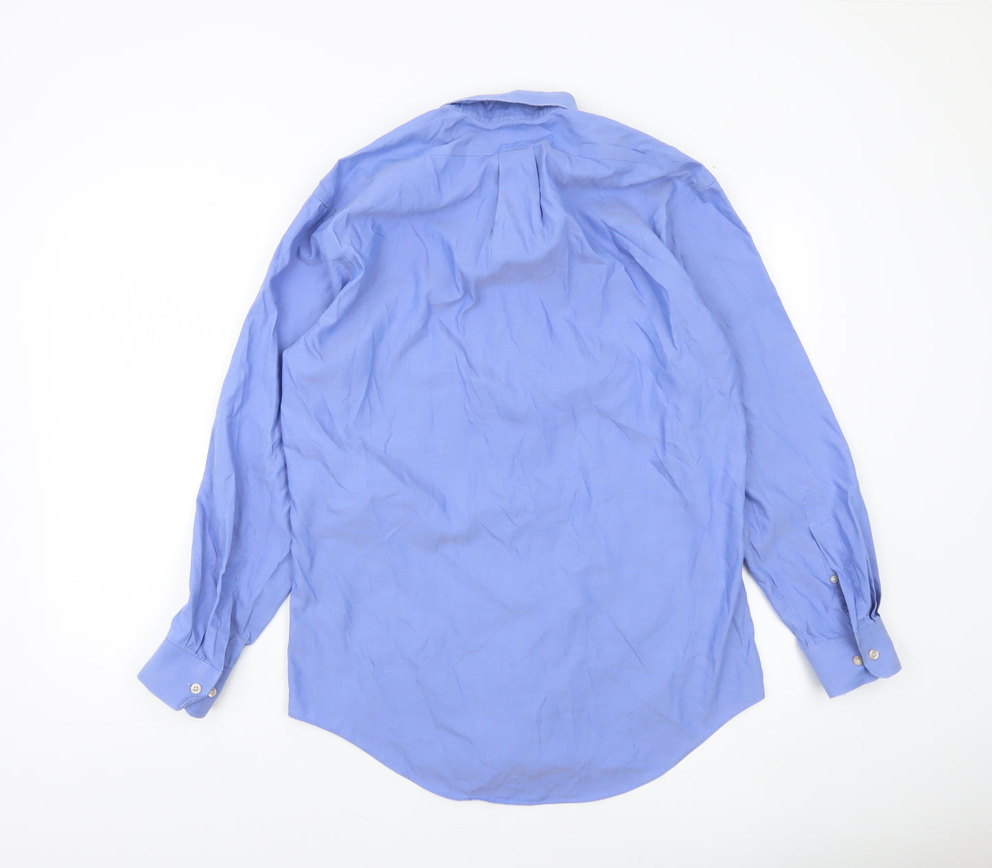 Lands' End Men's Blue Tailored Fit No Iron Supima Cotton Formal Shirt Size 15.5