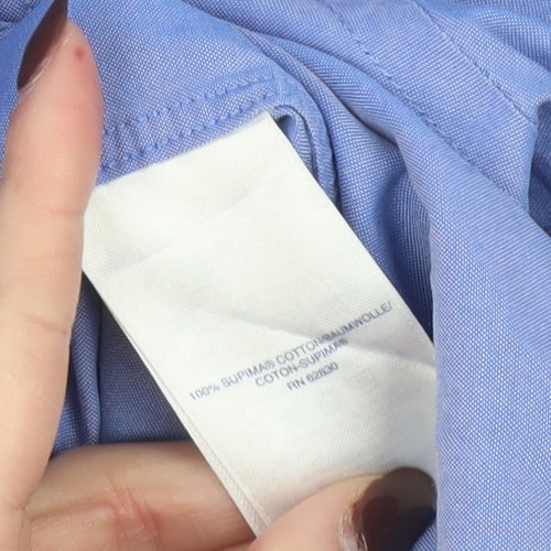 Lands' End Men's Blue Tailored Fit No Iron Supima Cotton Formal Shirt Size 15.5