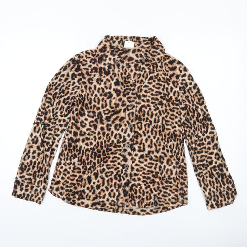 Soma Women’s Brown Leopard Print Button-Up Long Sleeve Shirt S