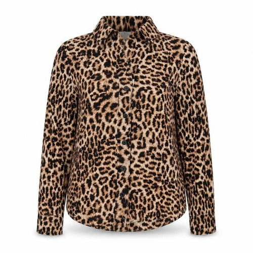 Soma Women’s Brown Leopard Print Button-Up Long Sleeve Shirt S