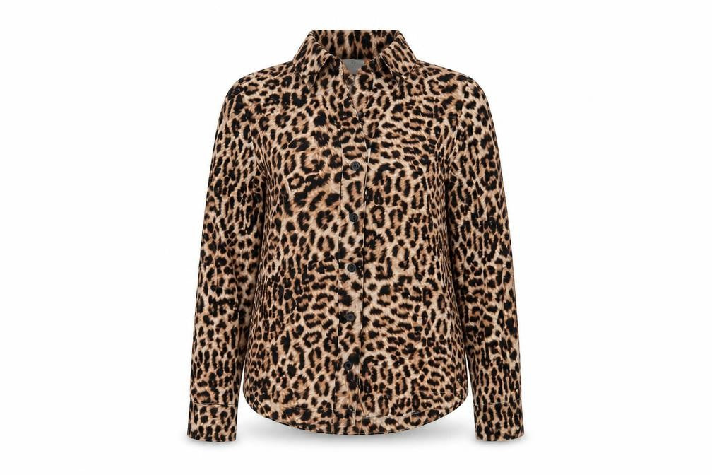 Soma Women’s Brown Leopard Print Button-Up Long Sleeve Shirt S